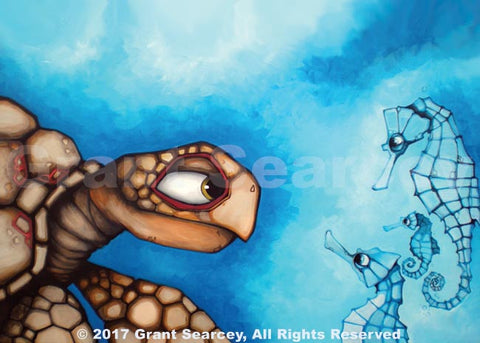 Sea Turtle with Sea Horses