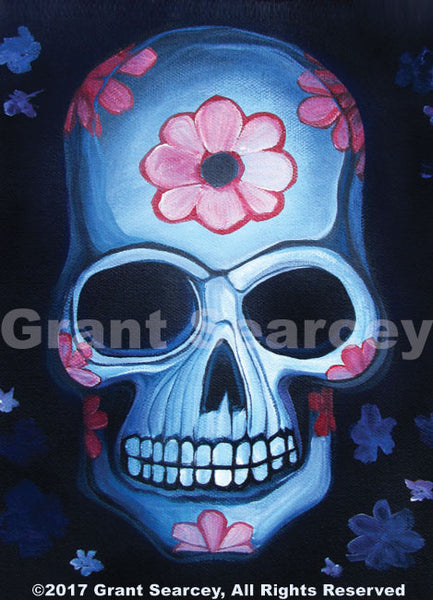 Pink Flower Skull – Grant Searcey Artwork
